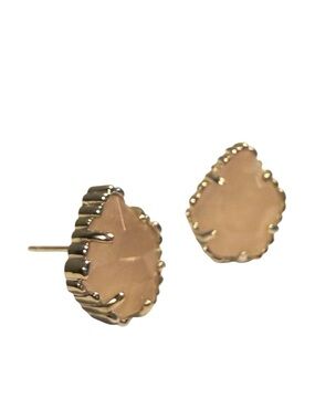 Kendra Scott Tessa Rose Quartz Teardrop Stud Earrings Rhodium Plated Silver Tone